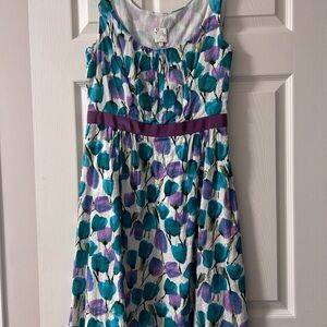 Vintage Floral Dress - Teal and Purple